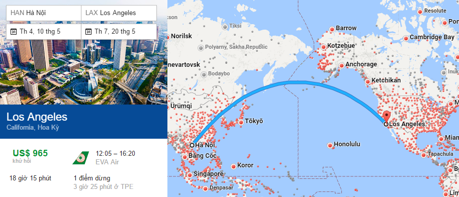 Tham khảo hành trình bay từ Hà Nội đi Los Angeles