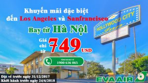 EVA Air KM vé máy bay đi Mỹ giá rẻ từ Hà Nội VN