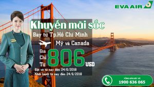 EVA Air khuyến mãi vé khứ hồi chỉ từ 806 USD